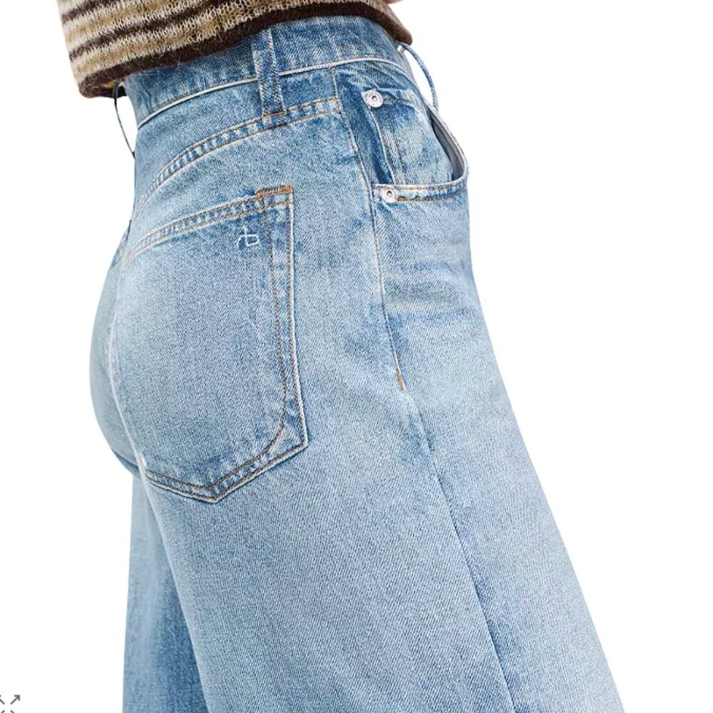 rag & bone Miramar Terry Sofie High Rise Wide Leg Sweatpant Jeans Raily NWT - Picture 6 of 9